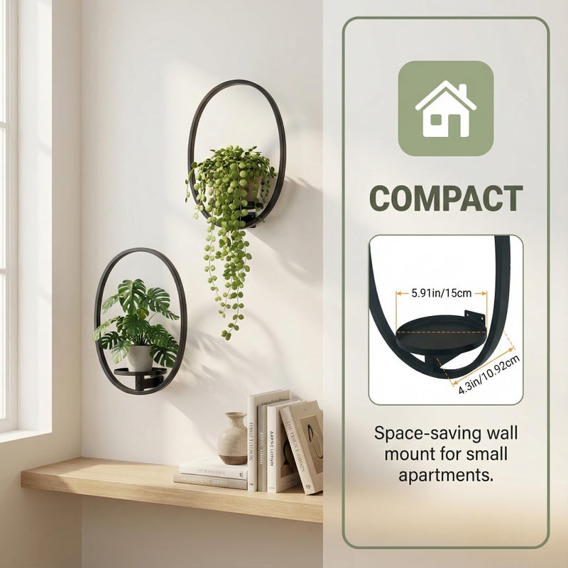NUZZERO 2 Pack Plant Stand Indoor Outdoor Hanging Planters for Plants Wall Plant Holder for Indoor Plants Plant Frames Wall Decor for Livingroom Bedroom Balcony Patio - Image 2