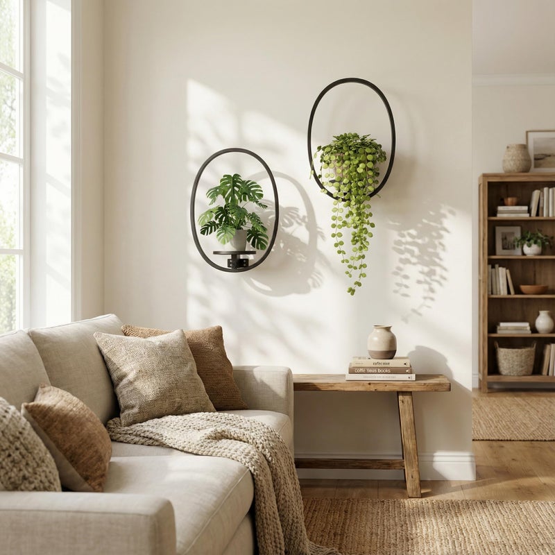 NUZZERO 2 Pack Plant Stand Indoor Outdoor Hanging Planters for Plants Wall Plant Holder for Indoor Plants Plant Frames Wall Decor for Livingroom Bedroom Balcony Patio - Image 5
