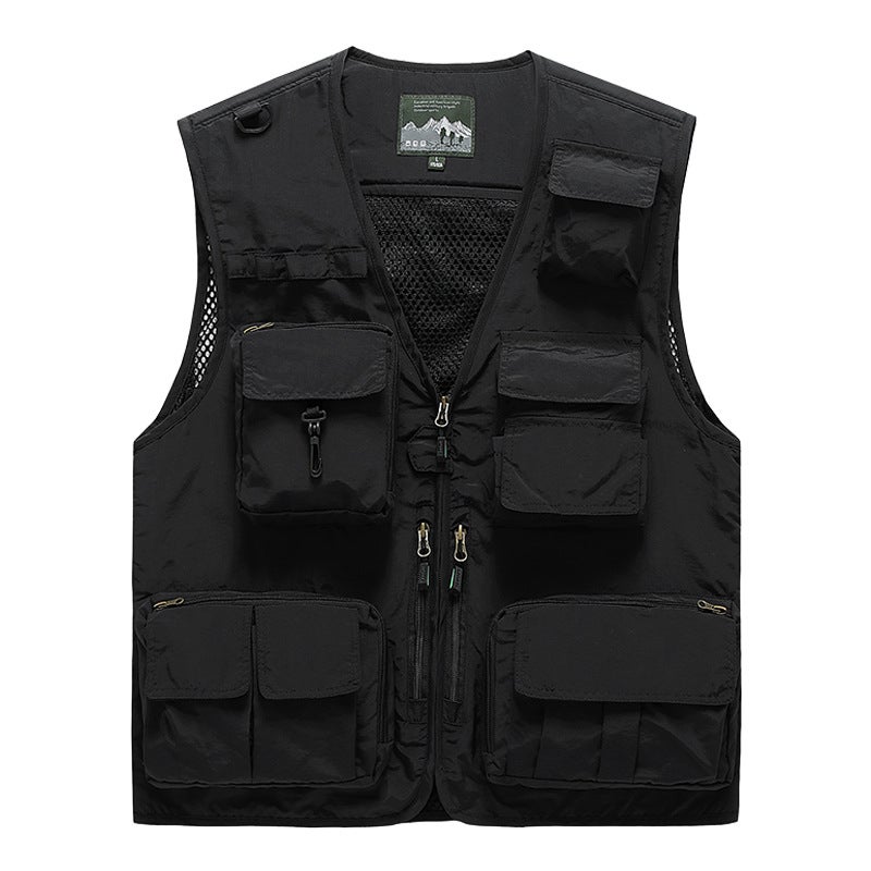 Multi-Pocket Vest Street Wear Sports Loose Vest Men'S Waistcoat Sleeveless Fishing Coat Printable Logo - Image 2
