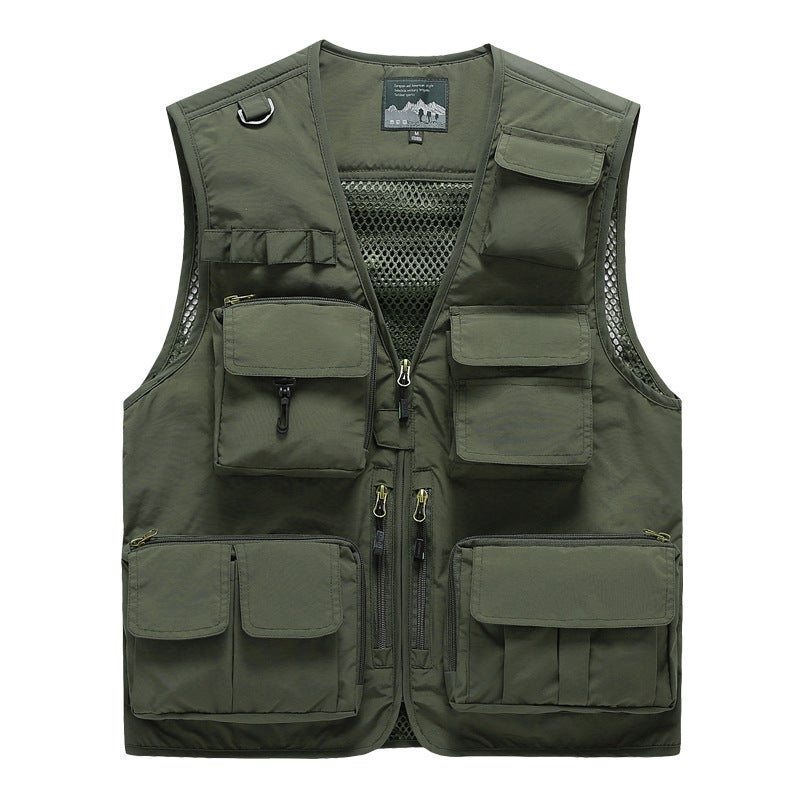 Multi-Pocket Vest Street Wear Sports Loose Vest Men'S Waistcoat Sleeveless Fishing Coat Printable Logo - Image 3