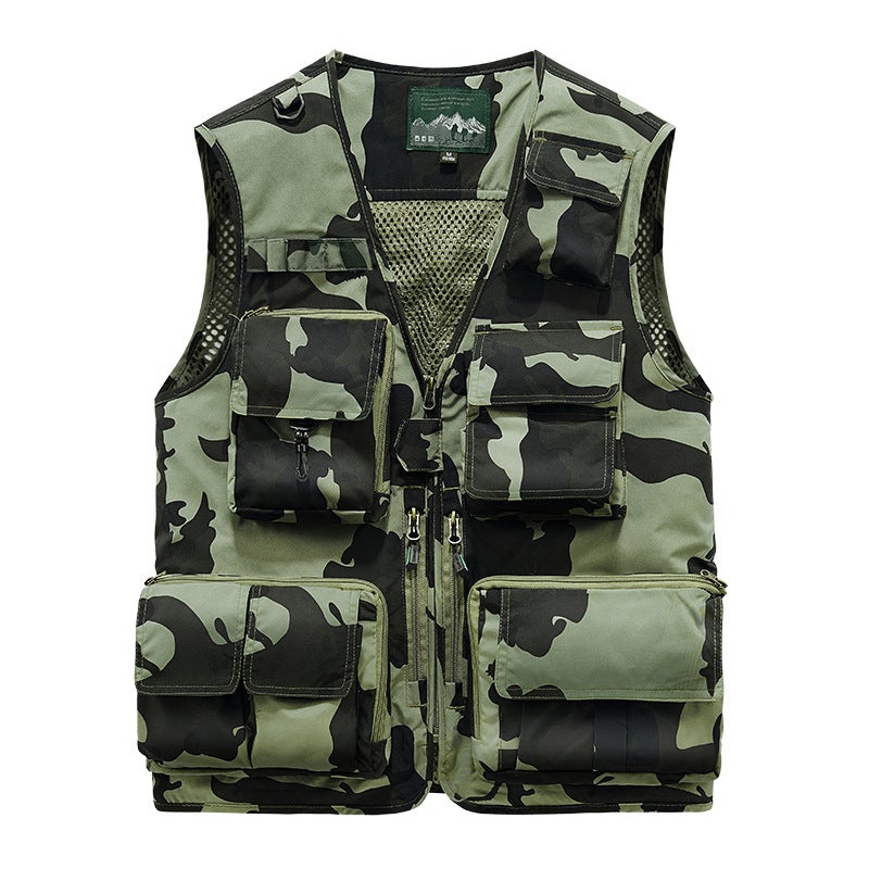 Multi-Pocket Vest Street Wear Sports Loose Vest Men'S Waistcoat Sleeveless Fishing Coat Printable Logo - Image 5