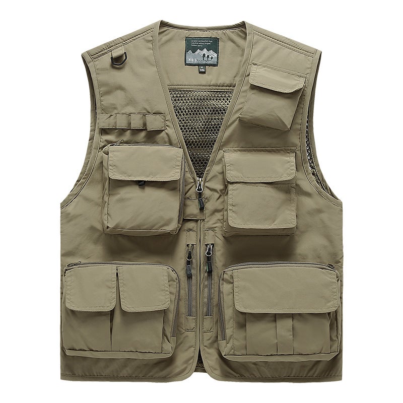 Multi-Pocket Vest Street Wear Sports Loose Vest Men'S Waistcoat Sleeveless Fishing Coat Printable Logo - Image 4