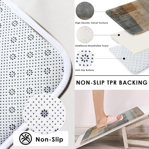 ArtSocket Beige Grey Abstract Bathroom Set with Shower Curtain and Rugs Accessory, Painting Brown Abstract Shower Curtain for Bathroom Decor 4 Pcs - Image 3