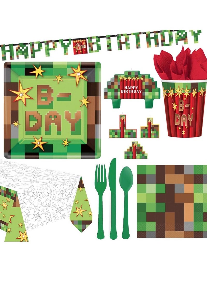 Amscan TNT Premium Tableware Supplies Includes Birthday Candle and Banner, for 8 Guests - Image 1