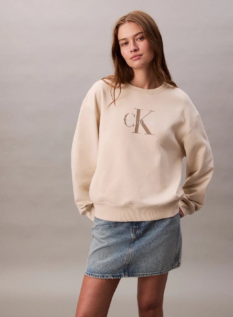 Calvin Klein Jeans Monogram Logo French Terry Relaxed Sweatshirt - Image 5
