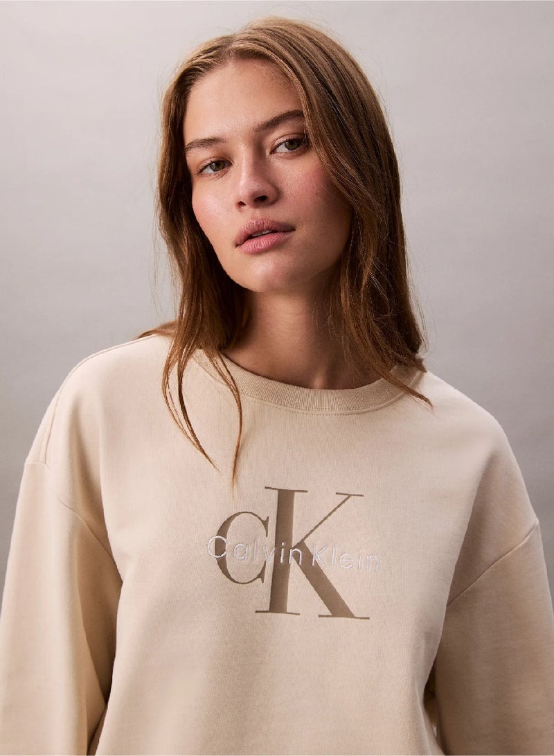 Calvin Klein Jeans Monogram Logo French Terry Relaxed Sweatshirt - Image 2
