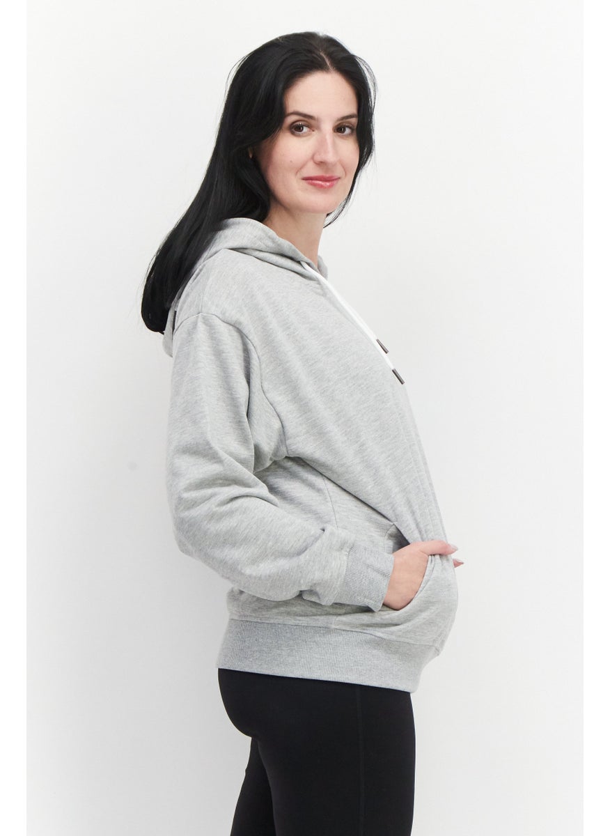 Marilyn Monroe - Women Hooded Printed Long Sleeve Sweatshirts, Melange Grey - Image 1