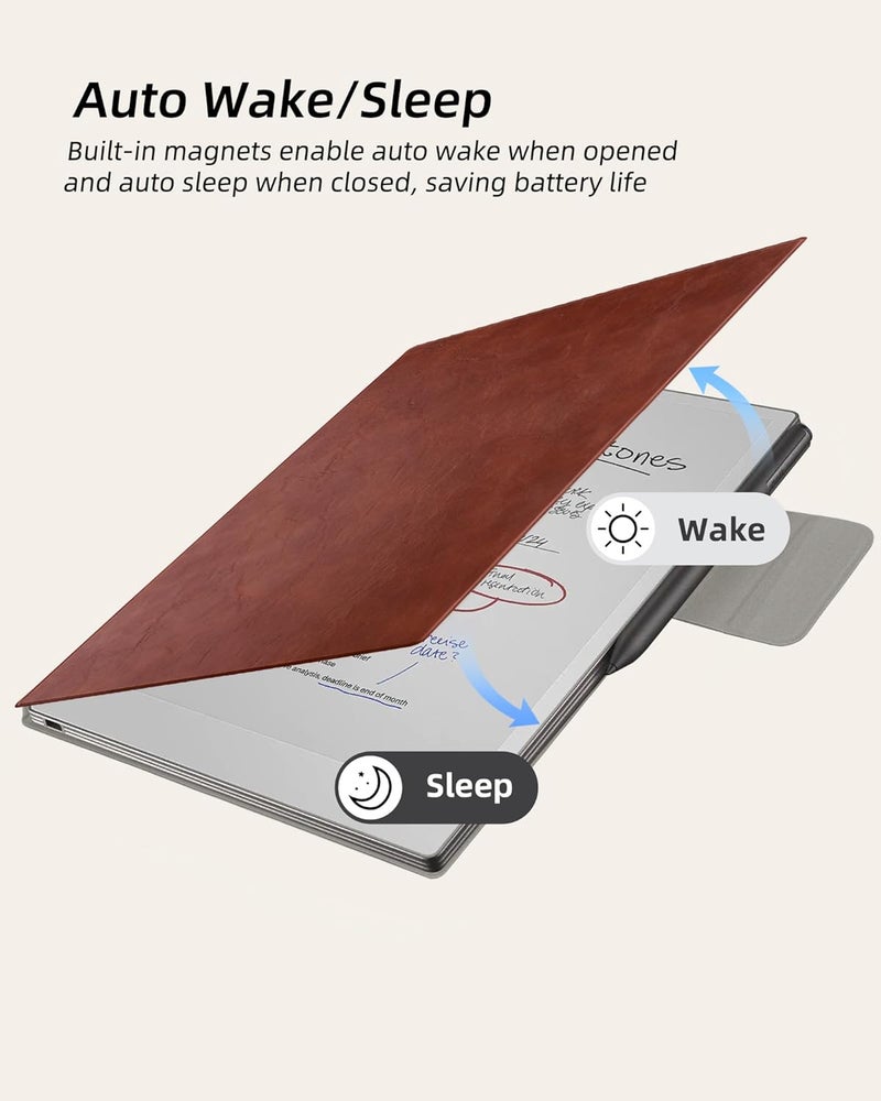 WALNEW Case for reMarkable Paper Pro, Slim Lightweight Protective Cover with Pen Clasp, Auto Sleep/Wake Book Folio Cover for reMarkable Paper Pro 11.8" (2024 Released) (Brown) - Image 5