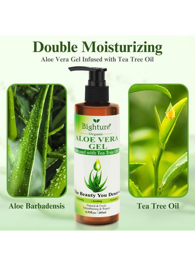 BIGHTURE Organic Aloe Vera Gel with Tea Tree Oil for Face & Body, Freshly-cut Aloe Vera Gel Ideal for Skin, Scalp, & Hair Hydration, Calming Moisturizer for Soothing After Sun Care Relief, 6.93 oz - Image 2