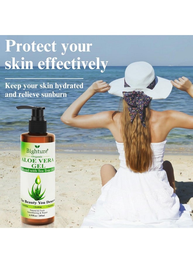 BIGHTURE Organic Aloe Vera Gel with Tea Tree Oil for Face & Body, Freshly-cut Aloe Vera Gel Ideal for Skin, Scalp, & Hair Hydration, Calming Moisturizer for Soothing After Sun Care Relief, 6.93 oz - Image 5