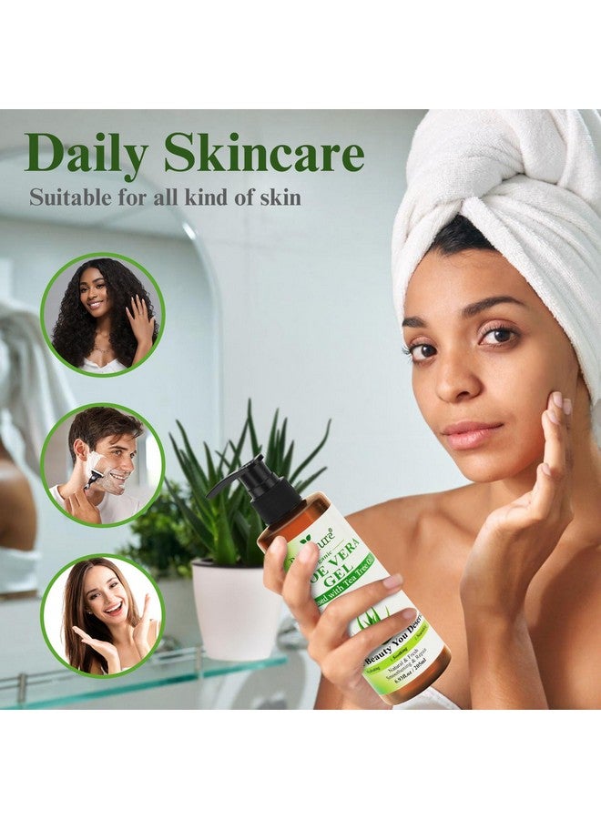 BIGHTURE Organic Aloe Vera Gel with Tea Tree Oil for Face & Body, Freshly-cut Aloe Vera Gel Ideal for Skin, Scalp, & Hair Hydration, Calming Moisturizer for Soothing After Sun Care Relief, 6.93 oz - Image 4