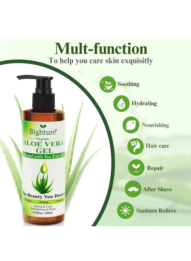 BIGHTURE Organic Aloe Vera Gel with Tea Tree Oil for Face & Body, Freshly-cut Aloe Vera Gel Ideal for Skin, Scalp, & Hair Hydration, Calming Moisturizer for Soothing After Sun Care Relief, 6.93 oz - Image 3