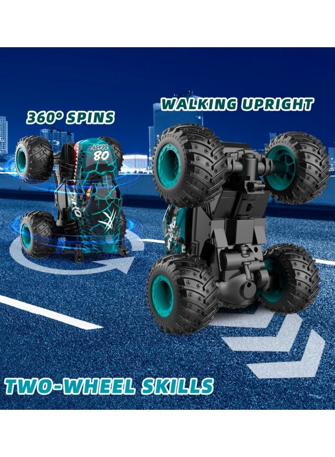 Chase Up Remote Control Monster Car, 2.4GHz All Terrain Remote Control Monster Truck, RC Dinosaur Monster Car, Spray Music RC Monster Truck for Boys 4-7 8-12 and Girls Birthday Gift For Boys and Girls (cyan) - Image 3