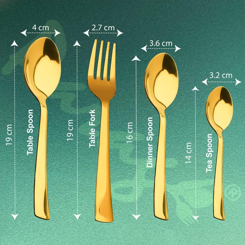 Parage 25 Pieces Regal Cutlery Set Premium Stainless Steel with Stand (Contains: 6 Table Fork, 6 Table Spoon, 6 Dinner Spoon, 6 Tea Spoon, 1 Cutlery Stand) Spoon Set for Dining Table Stylish - Image 2