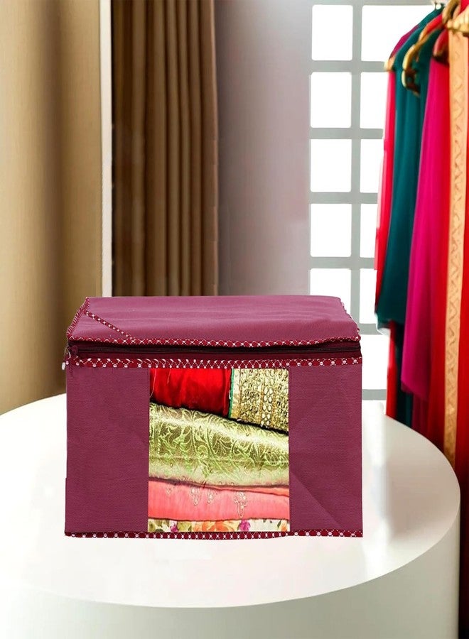 Shaping Fabric Garment Cover Non-Woven 90 GSM with Transparent Window & Double Metal Zipper - Pack of 1 | Dustproof Clothes Storage Bag for Sarees, Suits, Jackets, Shirts SCXLRL1582493517524148525341 - Image 1