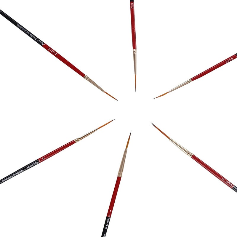 Kabeer Art Wood Synthetic Detail and Script Liner Paintbrush Set of 6 Pc for Modern Art, Nail Art, Ganapati Painting - Image 5