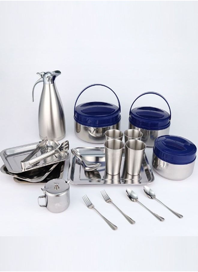 NKX 19-piece Stainless Steel Insulation Tableware Set with Kettle  - Image 1
