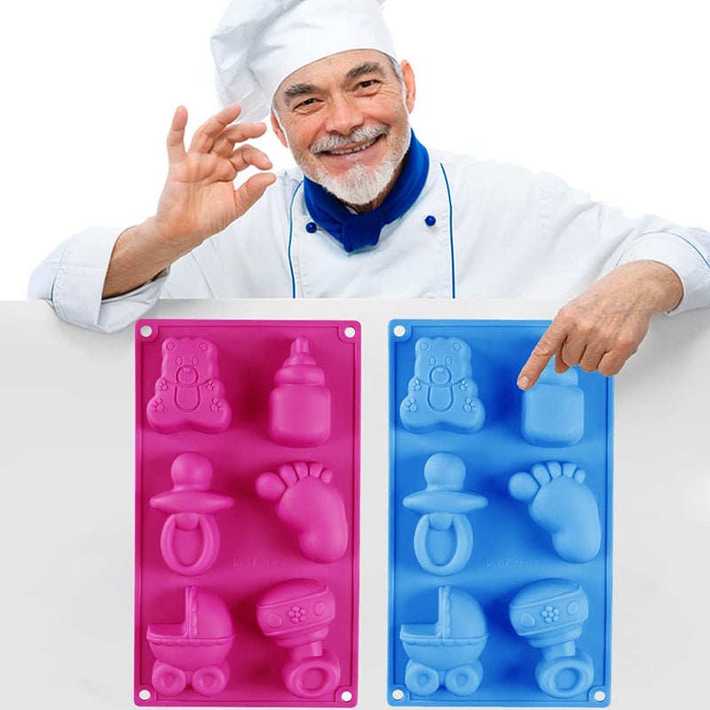 BENEKIY 2 Pack Cute Baby Silicone Molds  3D Baby Shower Themed Baking Mould  Cake Decorating Tools for Chocolate  Soap  Sugar Craft  Candy  Cupcake Topper  Polymer Clay - Image 4