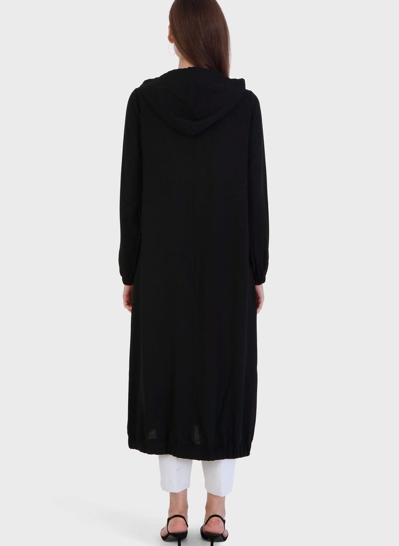 Modanisa - Hoodie Neck Longline Coat - Image 1