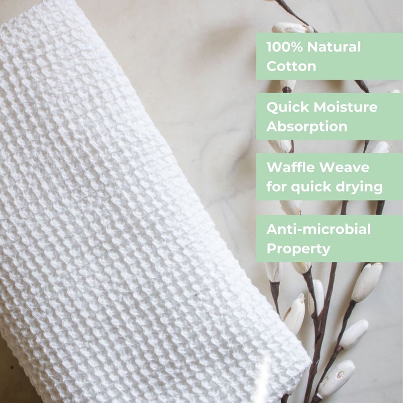 HAMELIN The Ezra Waffle Weave Bath Towel|Cotton Lightweight & Highly Absorbent|Gym Towel|Soft Touch, Quick Dry Towels For Bath Large Size|Ideal For Travel|Pearl White|75 Cm X 154 Cm| Pack Of 1, 250 TC - Image 4
