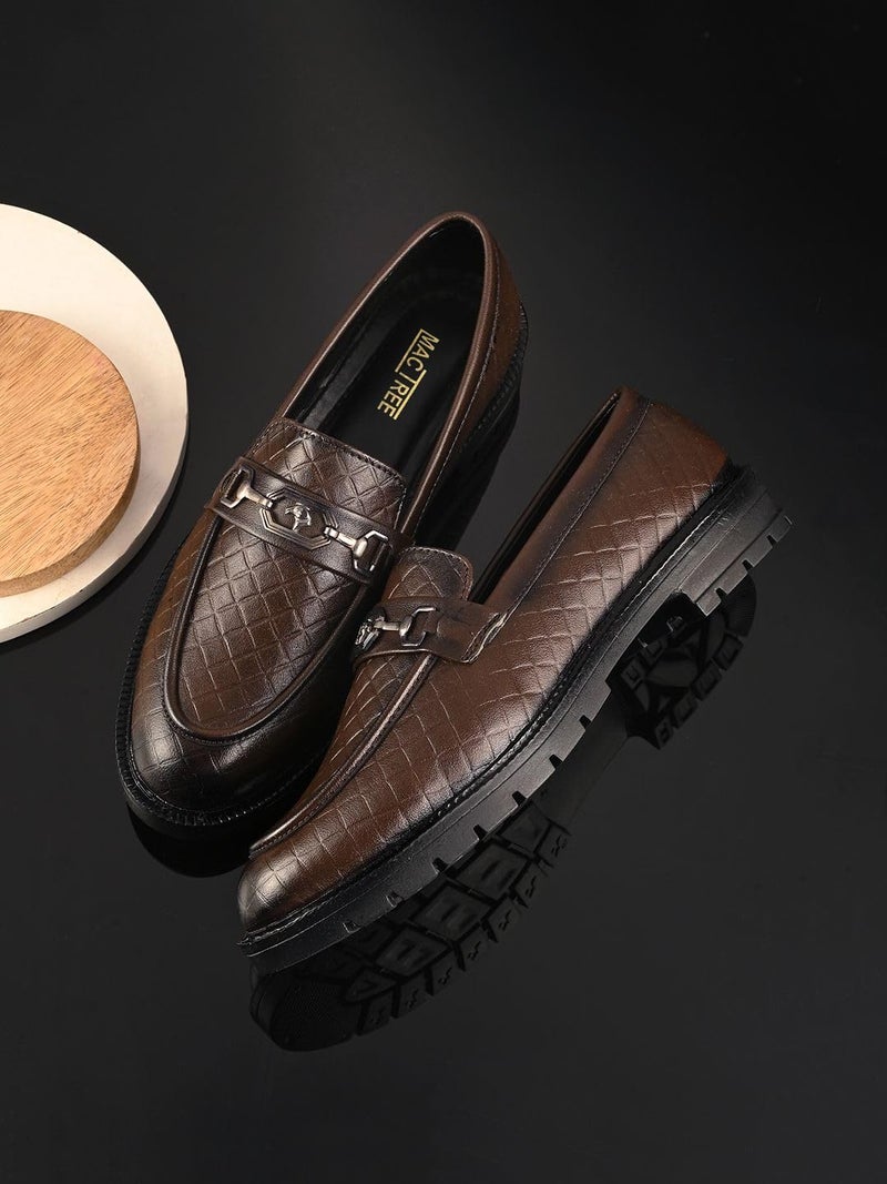 MACTREE Brown PU Leather Latest Loafers Shoes for Men - 6 UK - Image 2