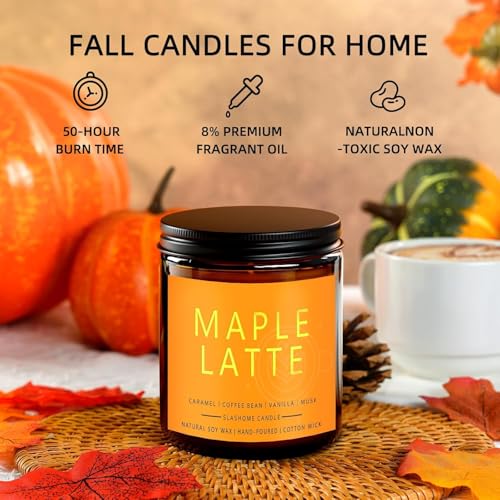 slashome Fall Candles Set | 4 Pack Candles for Home Scented Natural Soy Wax, Autumn Gifts Set for Women Men, Fall Fragrance of Hellofall, Spice Pumpkin, Apple Cider, Hot Cocoa - Image 4