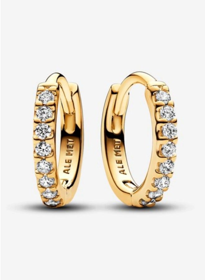 Chomel Timeless 14k Gold-plated Sparkling Huggie Hoop Earrings for Women  - Image 1
