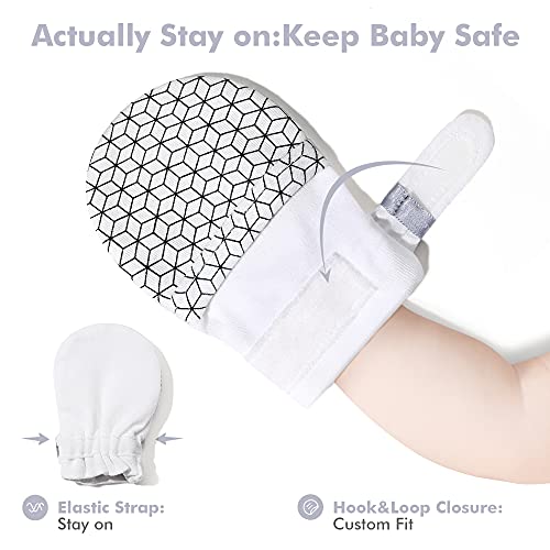 HAPIU Baby Mitten,3 Pack, Geometry&Grey Stripe&Emerald, 0-3 Months - Image 4