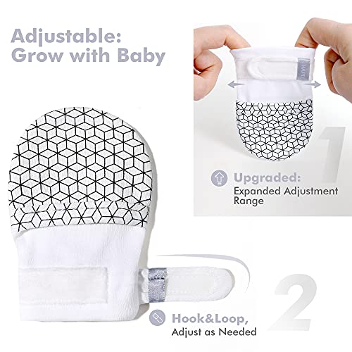 HAPIU Baby Mitten,3 Pack, Geometry&Grey Stripe&Emerald, 0-3 Months - Image 3