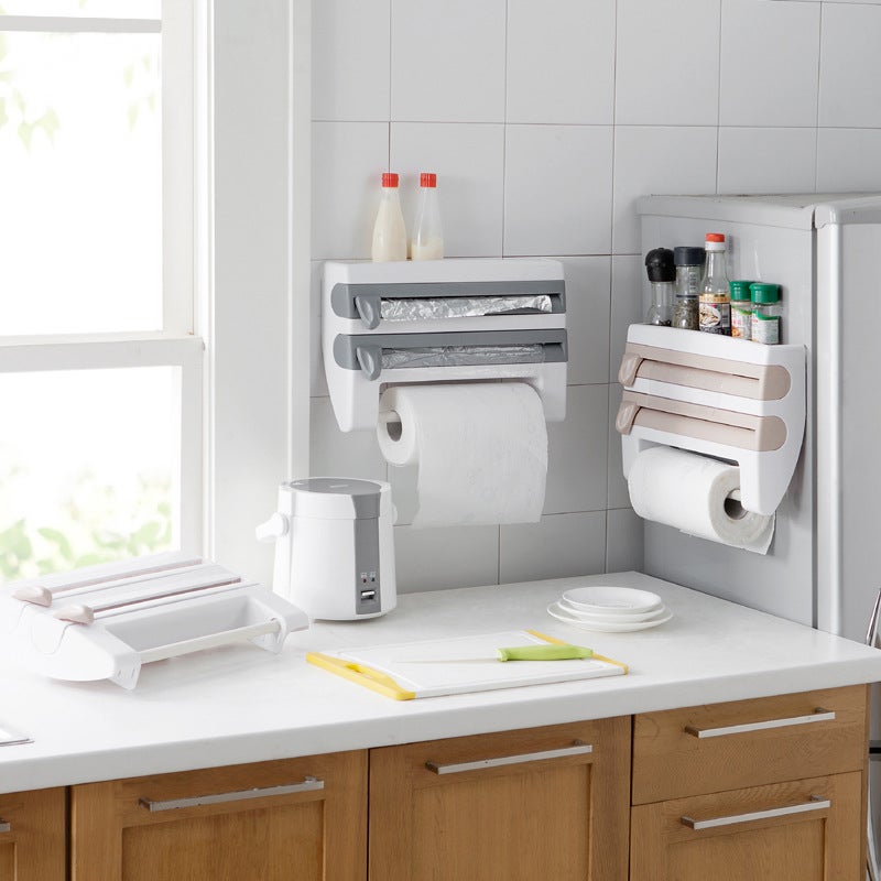 Fante Japanese Fashion Home Kitchen Multi-Function With Cutter Plastic Wrap Storage Rack Storage Rack - Image 5
