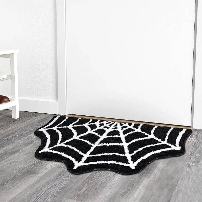 Meetory Spider Web Bath Mat  31?20"" Halloween Bath Mat Non-Slip Rugs Spiderweb Rug Machine Washable Goth Bath Mat Area Rugs Gothic Rug for Front Door  Bedroom  Living Home (black) - Image 5