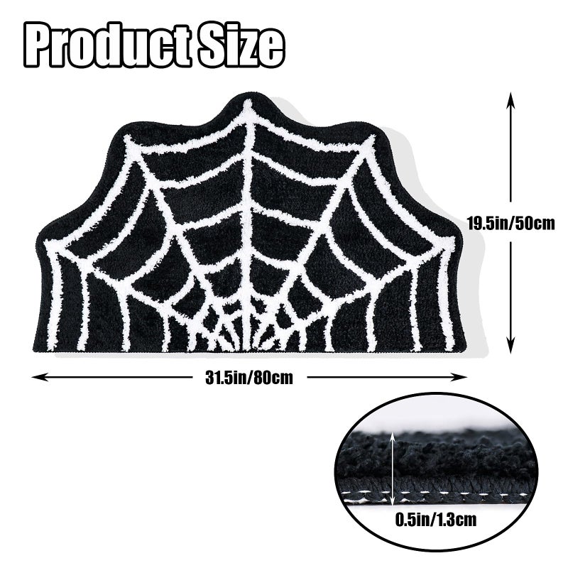 Meetory Spider Web Bath Mat  31?20"" Halloween Bath Mat Non-Slip Rugs Spiderweb Rug Machine Washable Goth Bath Mat Area Rugs Gothic Rug for Front Door  Bedroom  Living Home (black) - Image 2