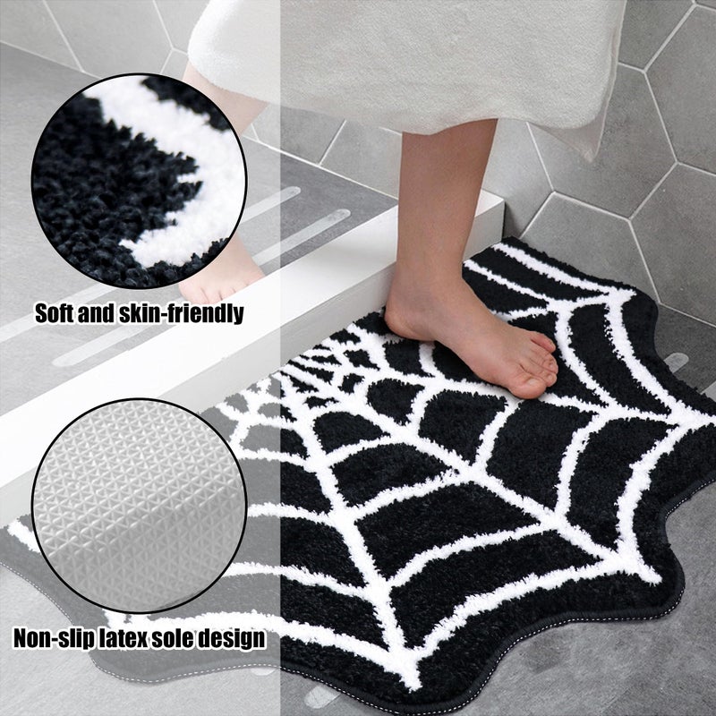 Meetory Spider Web Bath Mat  31?20"" Halloween Bath Mat Non-Slip Rugs Spiderweb Rug Machine Washable Goth Bath Mat Area Rugs Gothic Rug for Front Door  Bedroom  Living Home (black) - Image 4