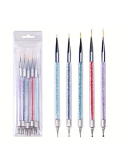 Goolsky 5 pcs Double-Ended Nail Art Brush Set with Liner, Detail, and Dotting Pens for Salon-Quality Manicures at Home  - Image 1
