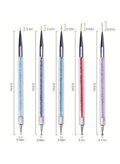 Goolsky 5 pcs Double-Ended Nail Art Brush Set with Liner, Detail, and Dotting Pens for Salon-Quality Manicures at Home  - Image 4