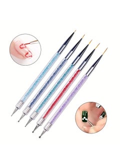 Goolsky 5 pcs Double-Ended Nail Art Brush Set with Liner, Detail, and Dotting Pens for Salon-Quality Manicures at Home  - Image 5
