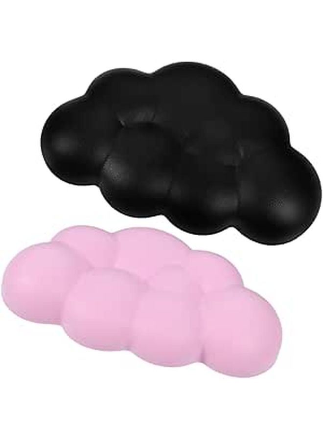 Magicfulu 2Pcs Cloud Shape Keyboard Wrist Rest Pad Black And Pink Non Slip Base - Image 1