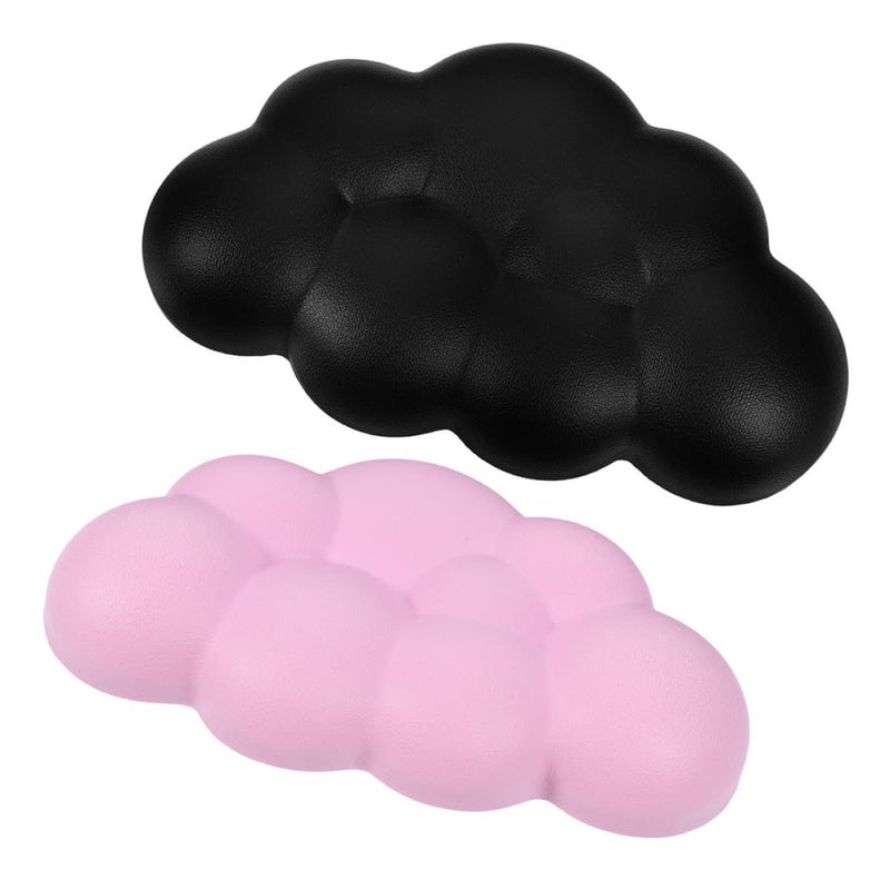 Magicfulu 2Pcs Cloud Shape Keyboard Wrist Rest Pad Black And Pink Non Slip Base - Image 2