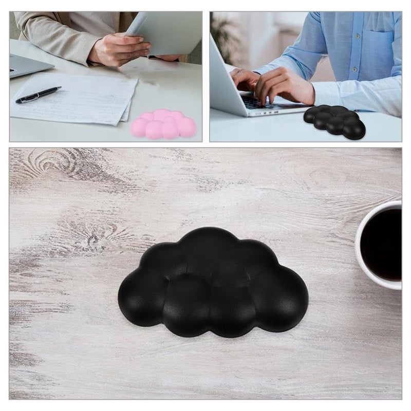 Magicfulu 2Pcs Cloud Shape Keyboard Wrist Rest Pad Black And Pink Non Slip Base - Image 5