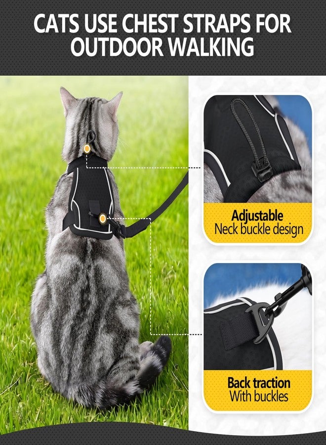 JOHNBOLIN Cat Harness and Leash Set - Escape Proof, Adjustable Breathable Vest Harnesses with Reflective Strips, Easy Control & Secure Walking for Small Medium Large Cats Kitten Collar (Black, Large) - Image 4