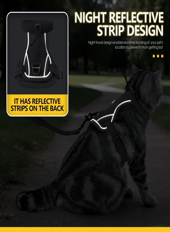 JOHNBOLIN Cat Harness and Leash Set - Escape Proof, Adjustable Breathable Vest Harnesses with Reflective Strips, Easy Control & Secure Walking for Small Medium Large Cats Kitten Collar (Black, Large) - Image 5