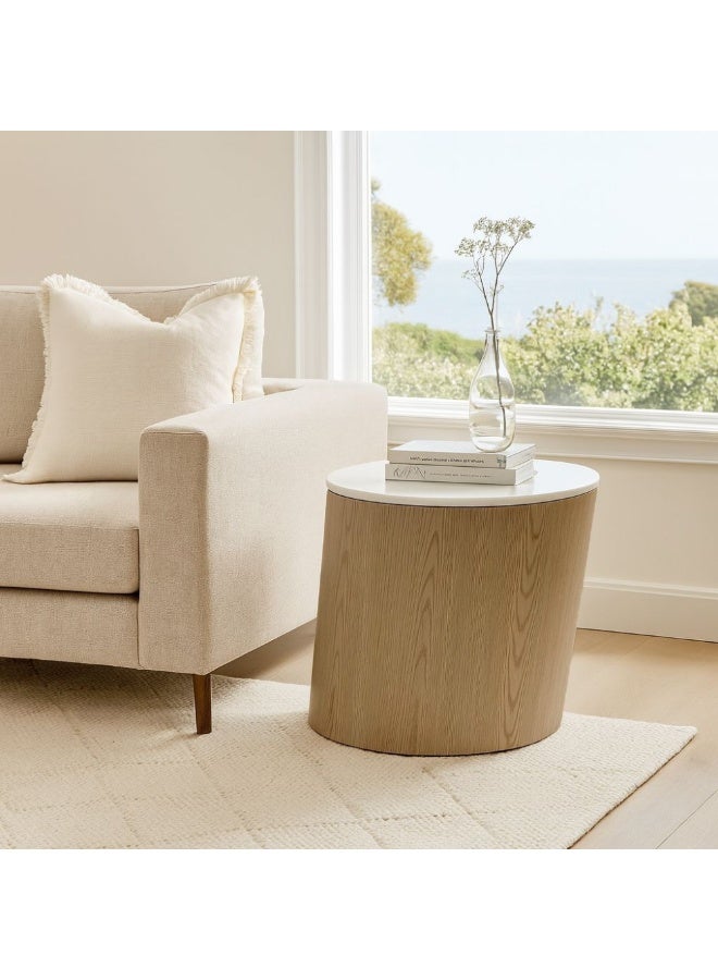 Baytonia Romes Side Table - White and Beige - Image 1