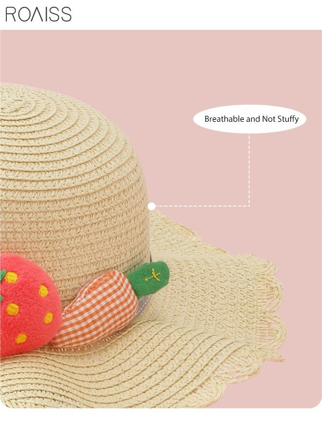 roaiss - 2-Piece Summer Children's Sunshade Hat Beach Sunscreen Straw Hat Straw Woven Fisherman'S Hat Purse Set Travel Holiday Lovely Hat Satchel - Image 1