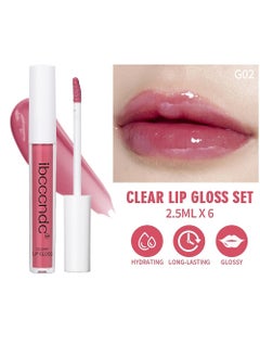 ibcccndc 6pcs Set Clear Lip Gloss Lipstick Long Lasting Makeup Non Stick and Non Fading Moisturizing Non sticky Lip Makeup Moisturizing Clear and Color Cute Lip Gloss Liquid Lipstick Set 03  - Image 3