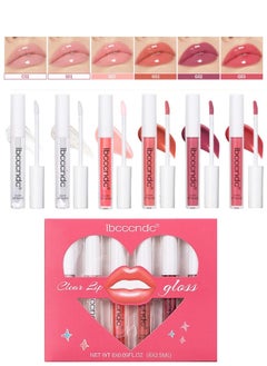 ibcccndc 6pcs Set Clear Lip Gloss Lipstick Long Lasting Makeup Non Stick and Non Fading Moisturizing Non sticky Lip Makeup Moisturizing Clear and Color Cute Lip Gloss Liquid Lipstick Set 03  - Image 1