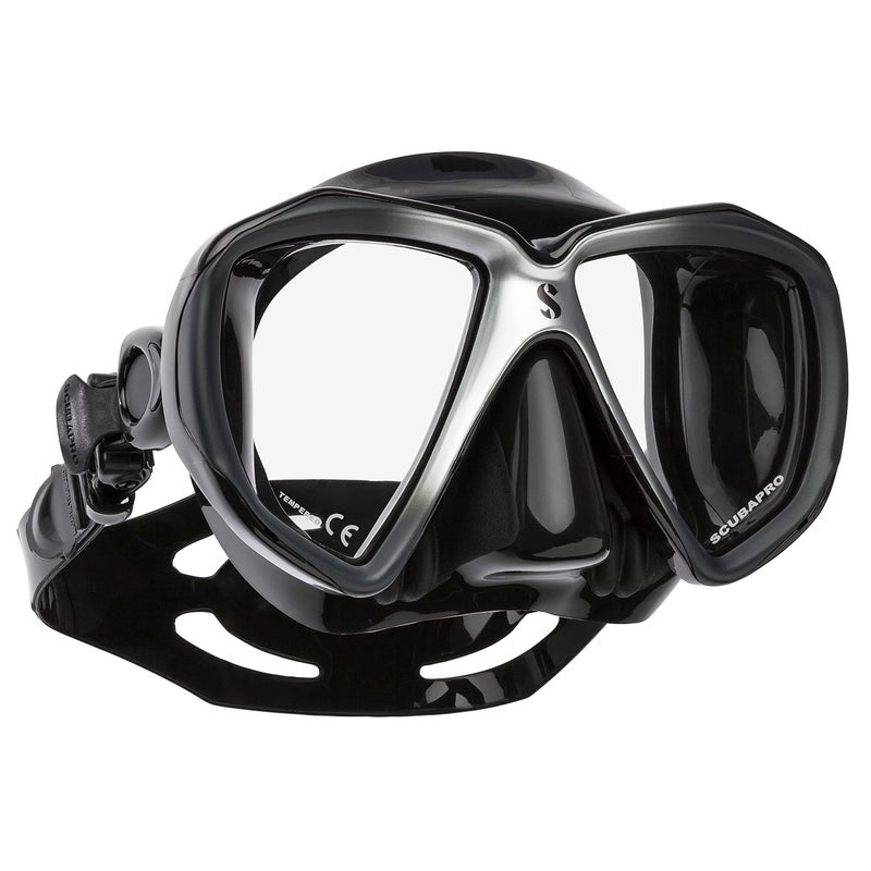 SCUBAPRO Spectra Scuba Mask with Ultra Clear Dual Lens and EZ Equalize Nose Pocket for Diving, Black/Silver - Image 2