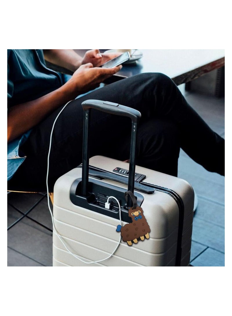 Colorful & Funny Luggage Tags for Suitcases - 4PCS Waterproof Silicone ID Tags with Name Card, Multicolor Band Loop Identification Tags (Llama Design) for Men and Women. - Image 4