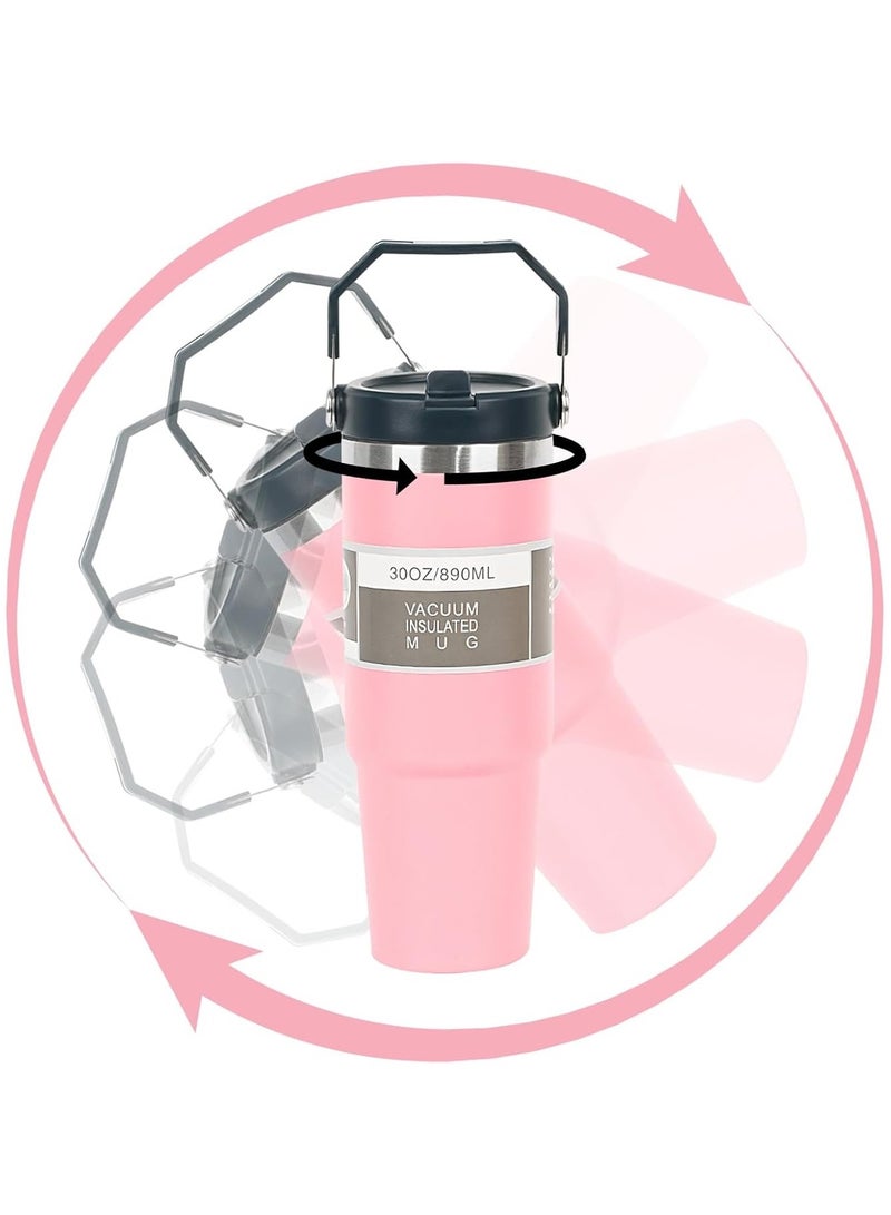 بيتشو كوب بهلوان، كوب معزول بالفراغ، كوب من الفولاذ المقاوم للصدأ مع غطاء وقش للشاي المثلج أو عصير القهوة والمزيد 30oz وردي - Image 5