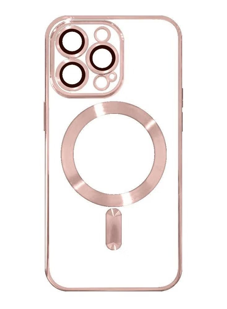 Zaboon 2Pack for iPhone 14 Pro Max Magsafe Case and Screen Protector Clear Electroplating Frame Wireless Charging Cover with Tempered Glass Rose Gold/Clear - Image 4