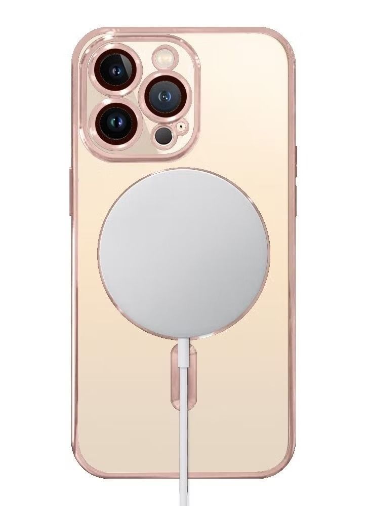 Zaboon 2Pack for iPhone 14 Pro Max Magsafe Case and Screen Protector Clear Electroplating Frame Wireless Charging Cover with Tempered Glass Rose Gold/Clear - Image 3